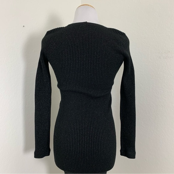 Guess Metallic Ribbed Knit Lace Up Corset Bodycon Dress Retro Y2K - Picture 12 of 12